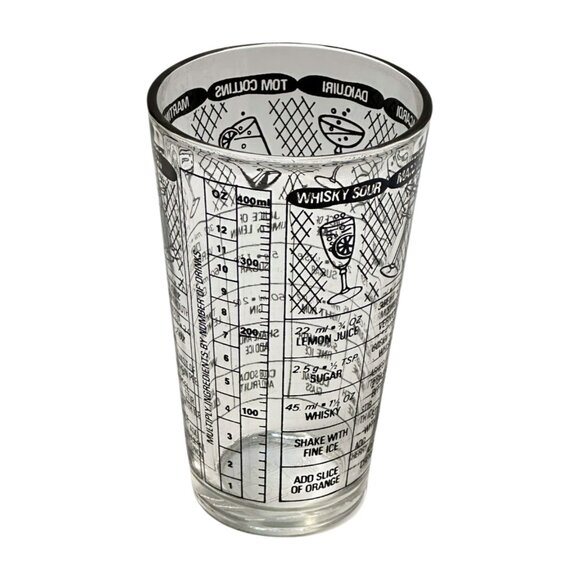 Irwinware Glass Cocktail Mixer Recipe 6 in Tall Bartender Barware Vintage MCM US - Picture 4 of 8